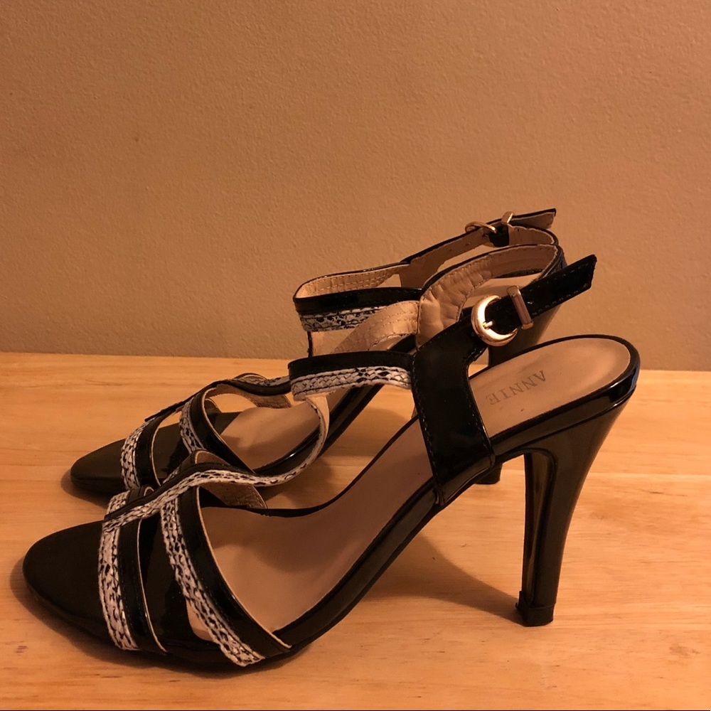 Black and White Strapped Heels